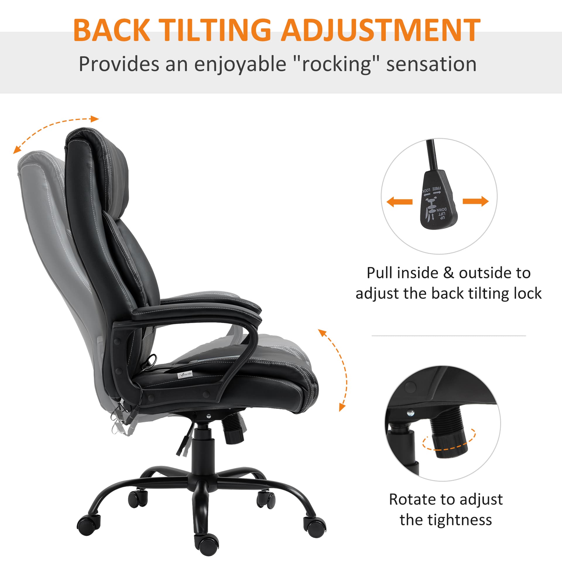 Massage Office Chair, High Back Executive Office Chair with 6-Point Vibration, Timer, Adjustable Height, Swivel Seat and Rocking Function, Black