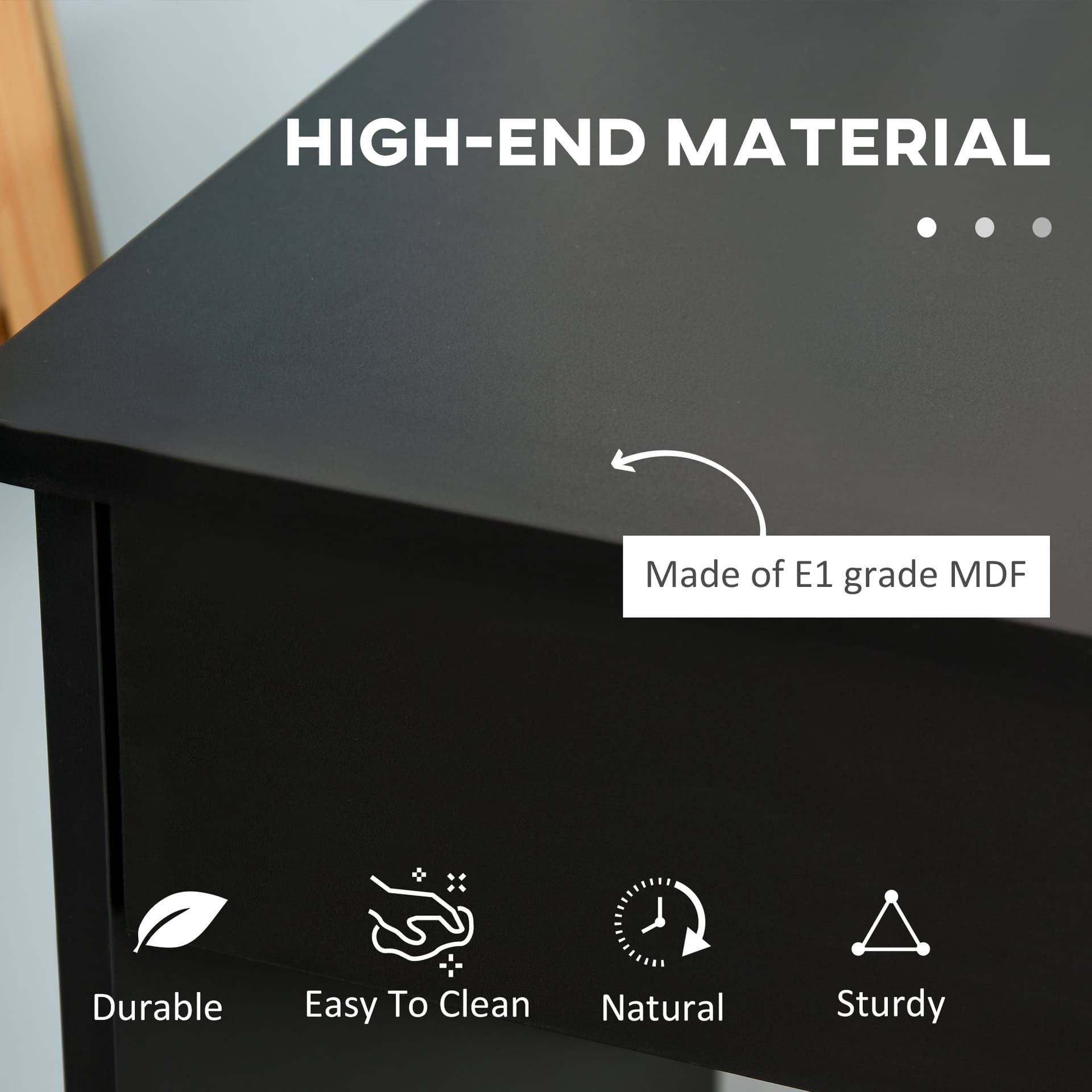 Computer Desk with Storage Drawers, Study Writing Table with Cabinet Adjustable Shelf for Home Office Workstation Bedroom, Black