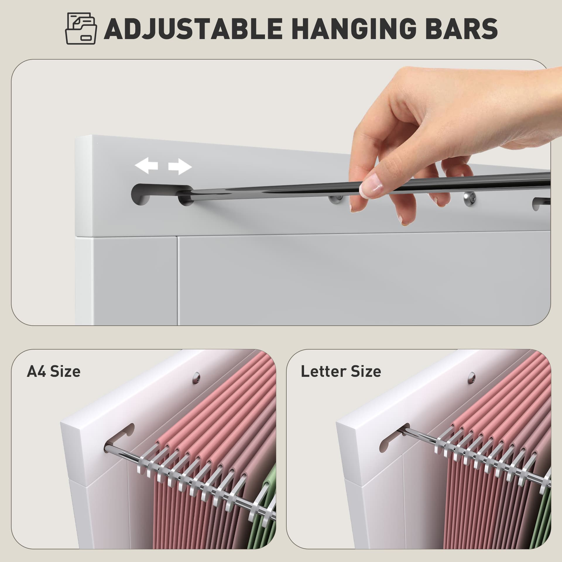 Vertical Filing Cabinet with 2 Drawers, Rustic Farmhouse Office Storage Cabinet for A4, Letter Size, Distressed White