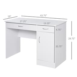 Computer Desk with Storage Drawers, Study Writing Table with Cabinet Adjustable Shelf for Home Office Workstation Bedroom, White