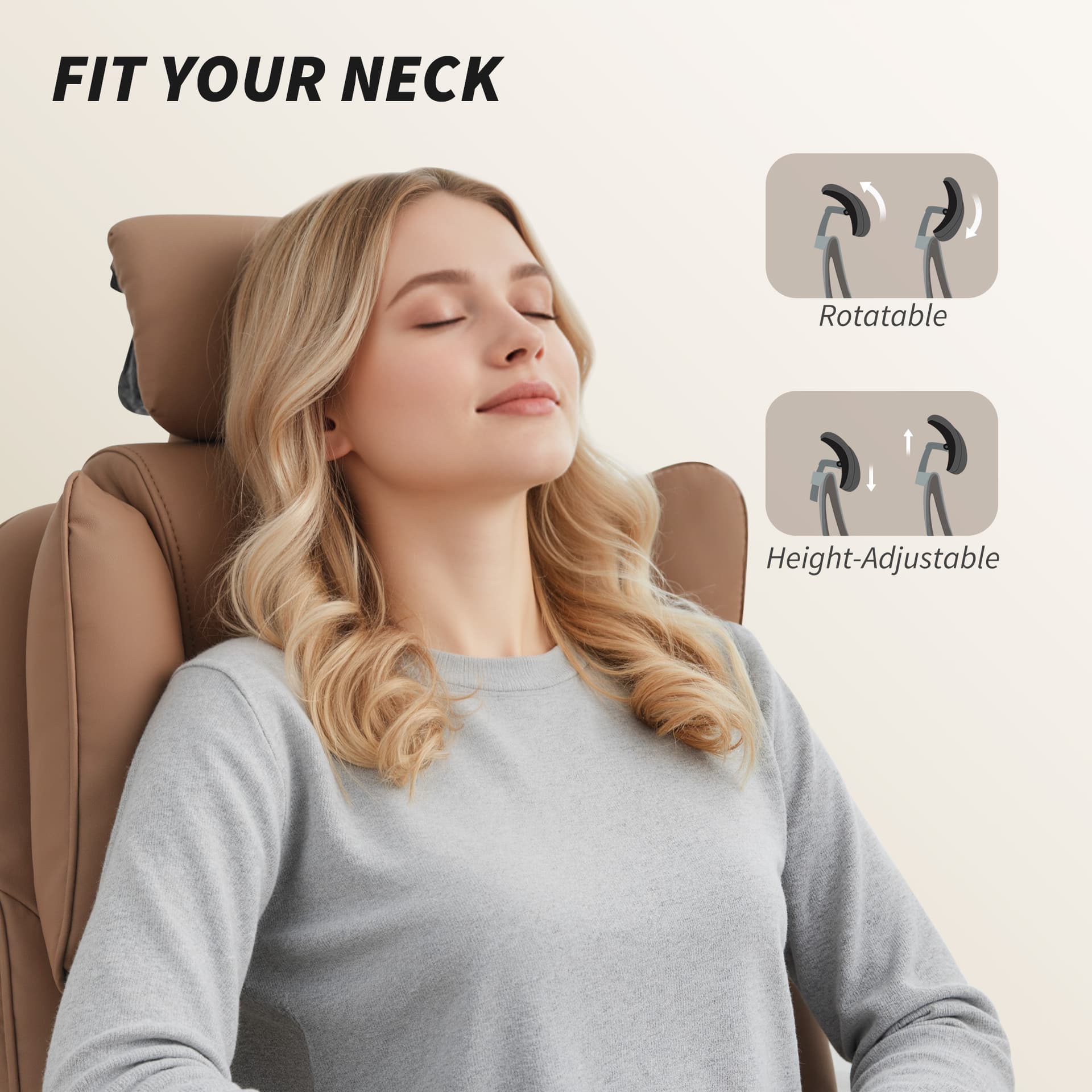 Reclining Office Chair, Executive Desk Chair with Pet-Friendly Fabric, Headrest, Footrest, Swivel Wheels, Brown