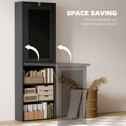 Fold-out Convertible Office Desk, Wall Mount Computer Desk with Blackboard and Side Shelf, Black