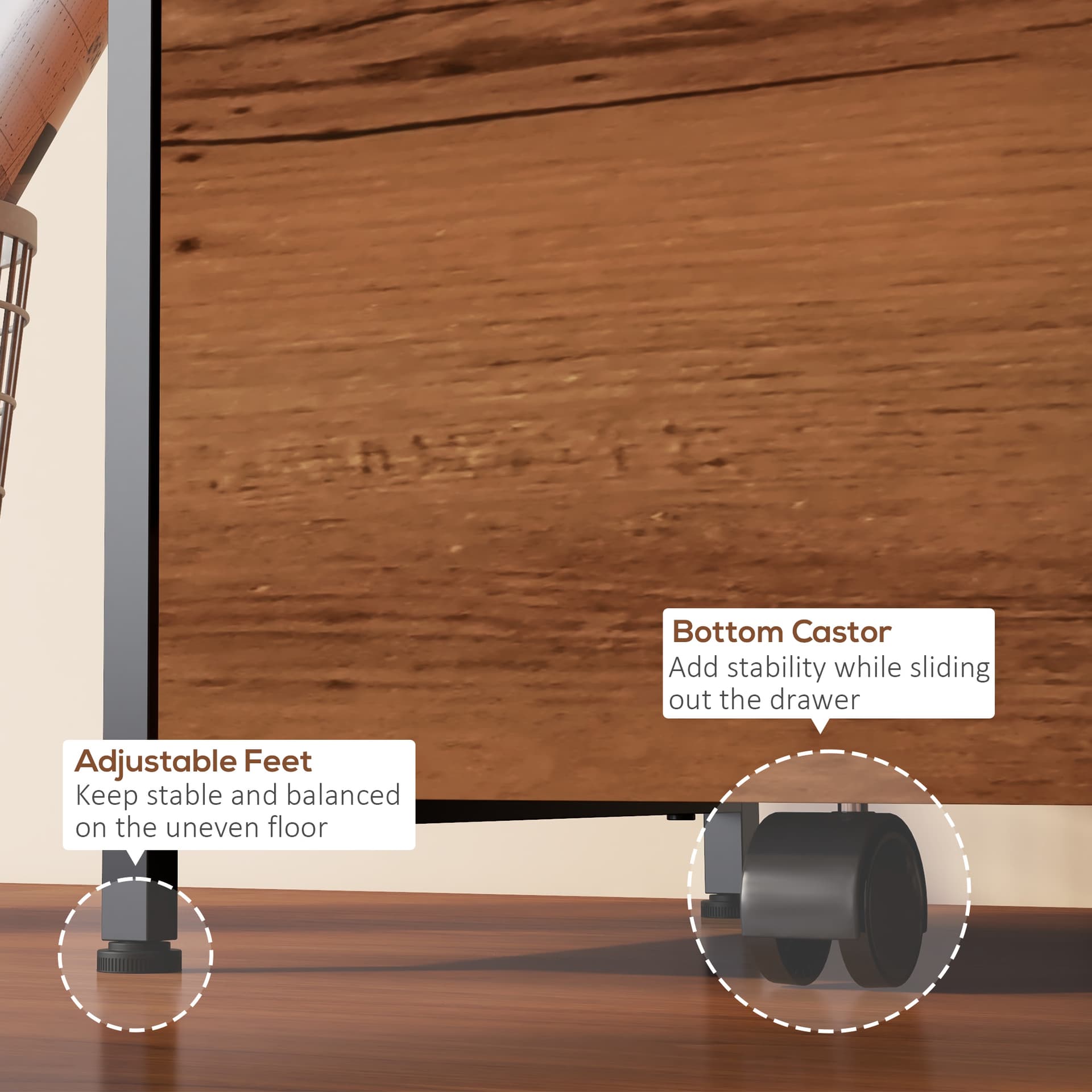 Vertical Filing Cabinet, Tall File Cabinet with 2 Drawers, Hanging Bars for Letter and A4 Size, Rustic Brown