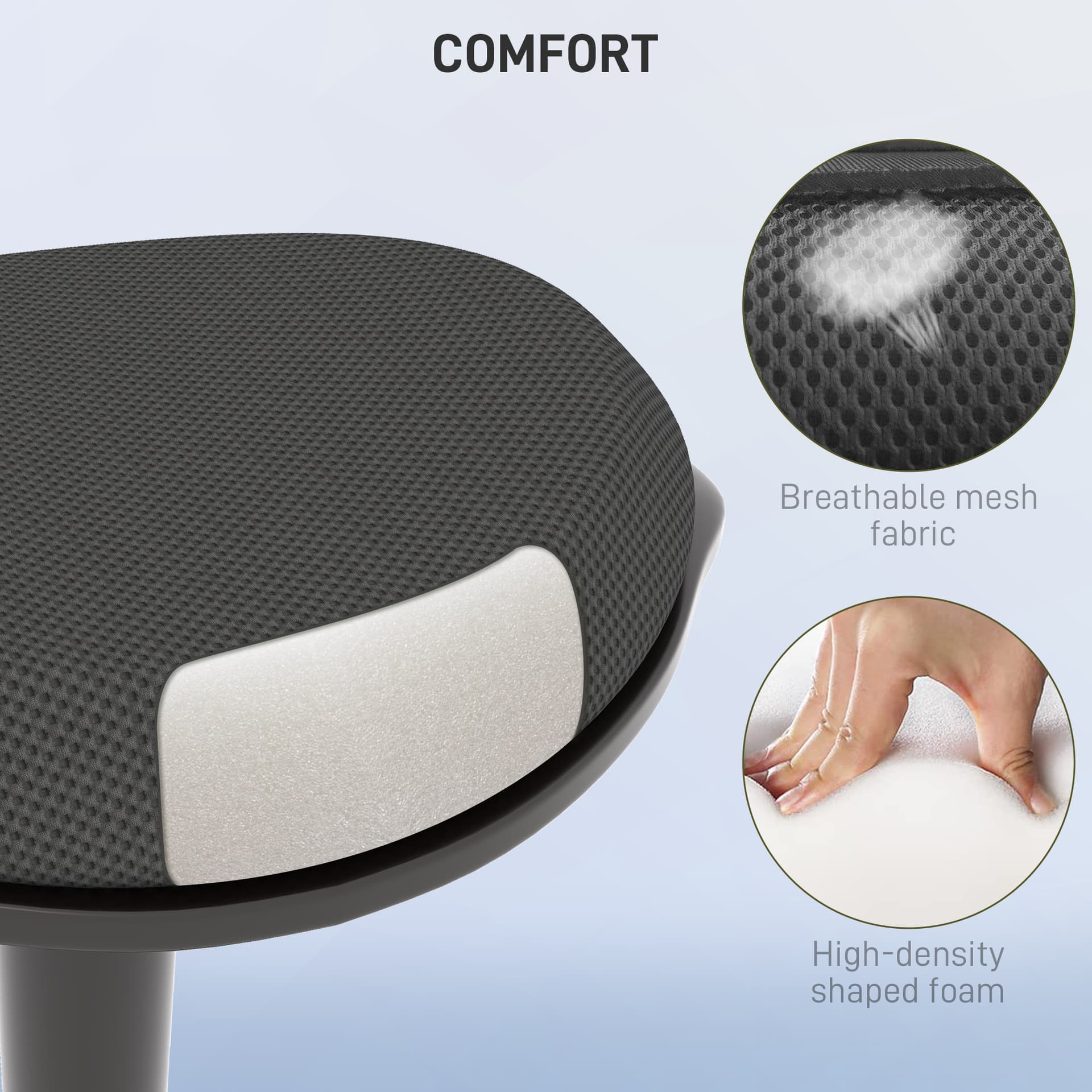 Standing Desk Stool, Ergonomic Wobble Chair, Adjustable Leaning Stool for Office Desks, with Rocking Motion, Black