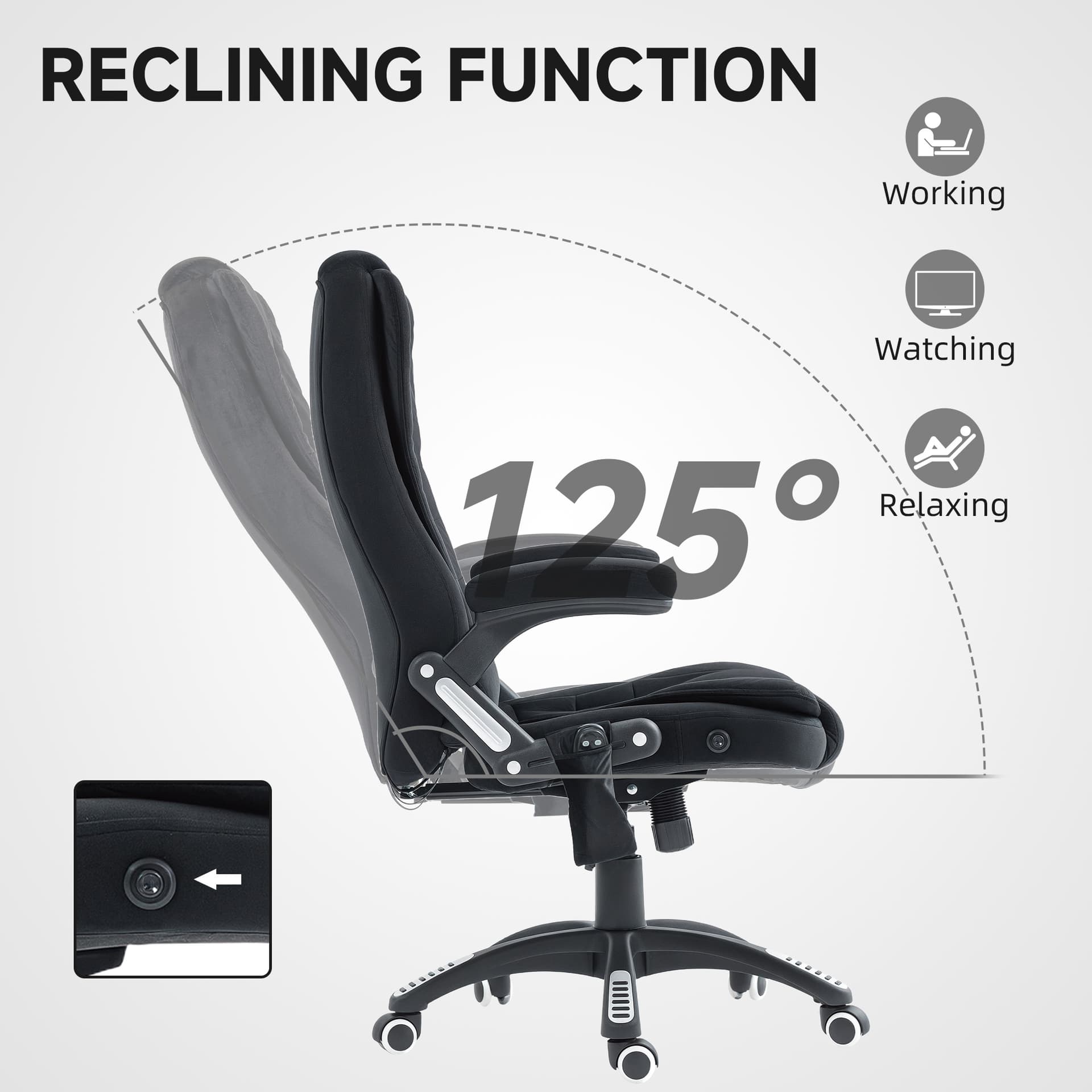 6 Point Vibrating Massage Office Chair, High Back Executive Chair with Reclining Back, Swivel Wheels, Black