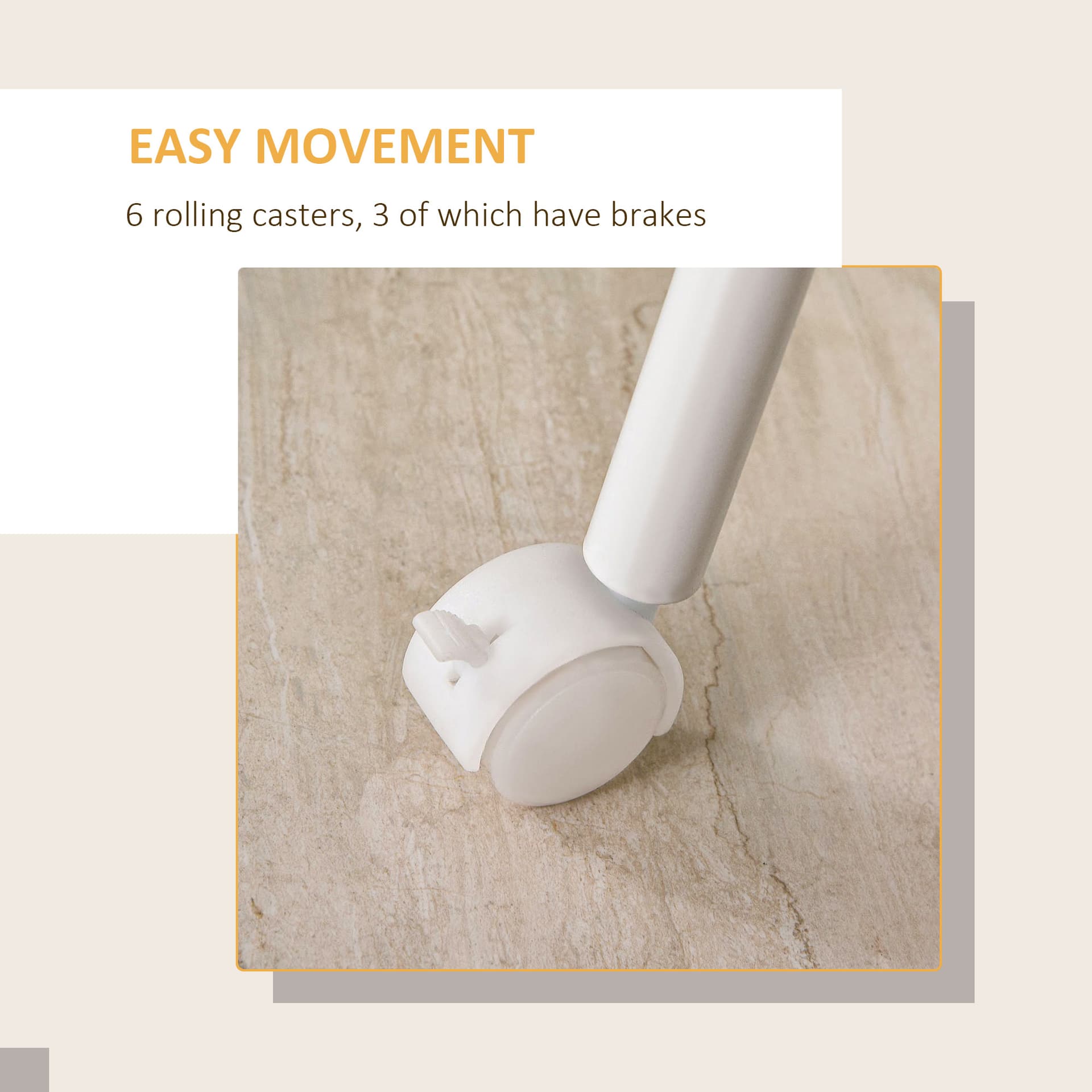 Foldable Computer Desk with Drawers, Executive Student Table with Storage Shelf, 6 Wheels for Bedroom Home Office Workstation, Natural