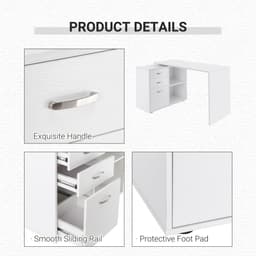 L-Shaped Desk, Computer Corner Desk with Storage Shelf, Drawer, PC Table Home Office Workstation, White