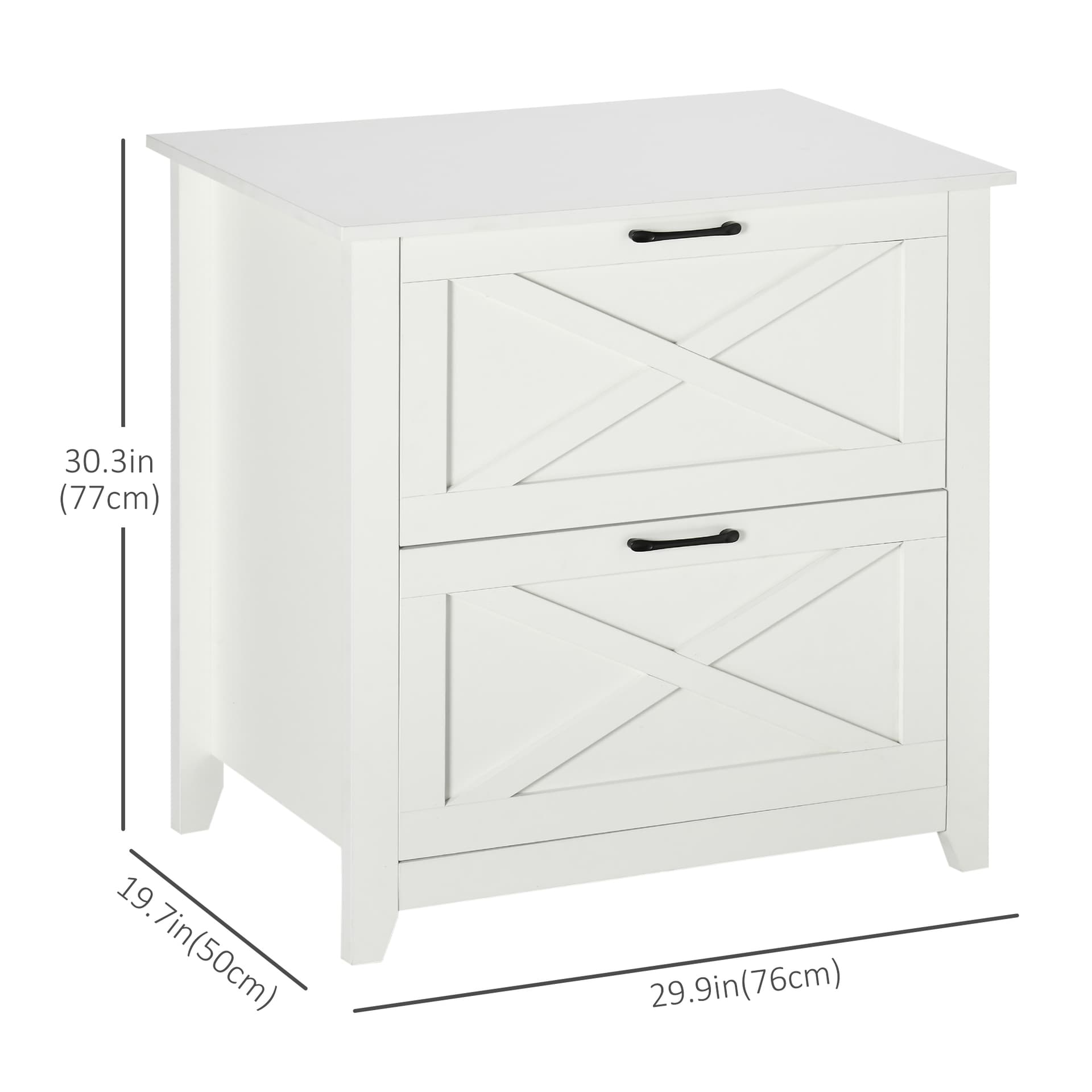 Vertical File Cabinet with Hanging Bars for A4 Size for Home Office, 29.9"x 19.7"x 30.3", White