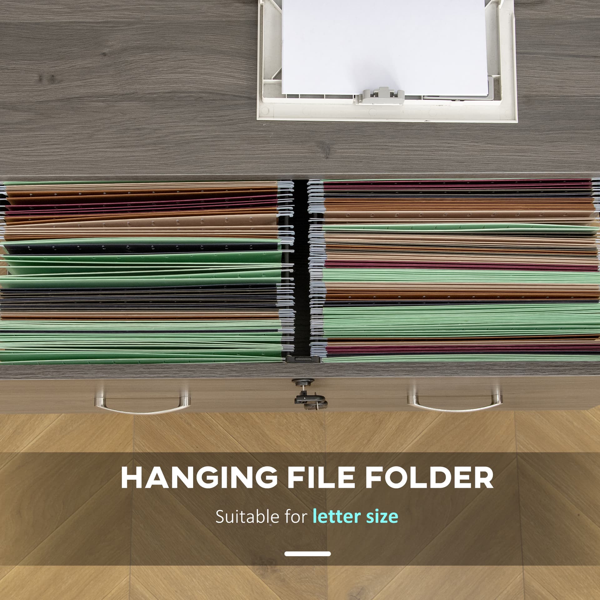 2 Drawer File Cabinet with Lock, Office Filing Cabinet, Hanging Bar for Letter Size, Home Office, Grey