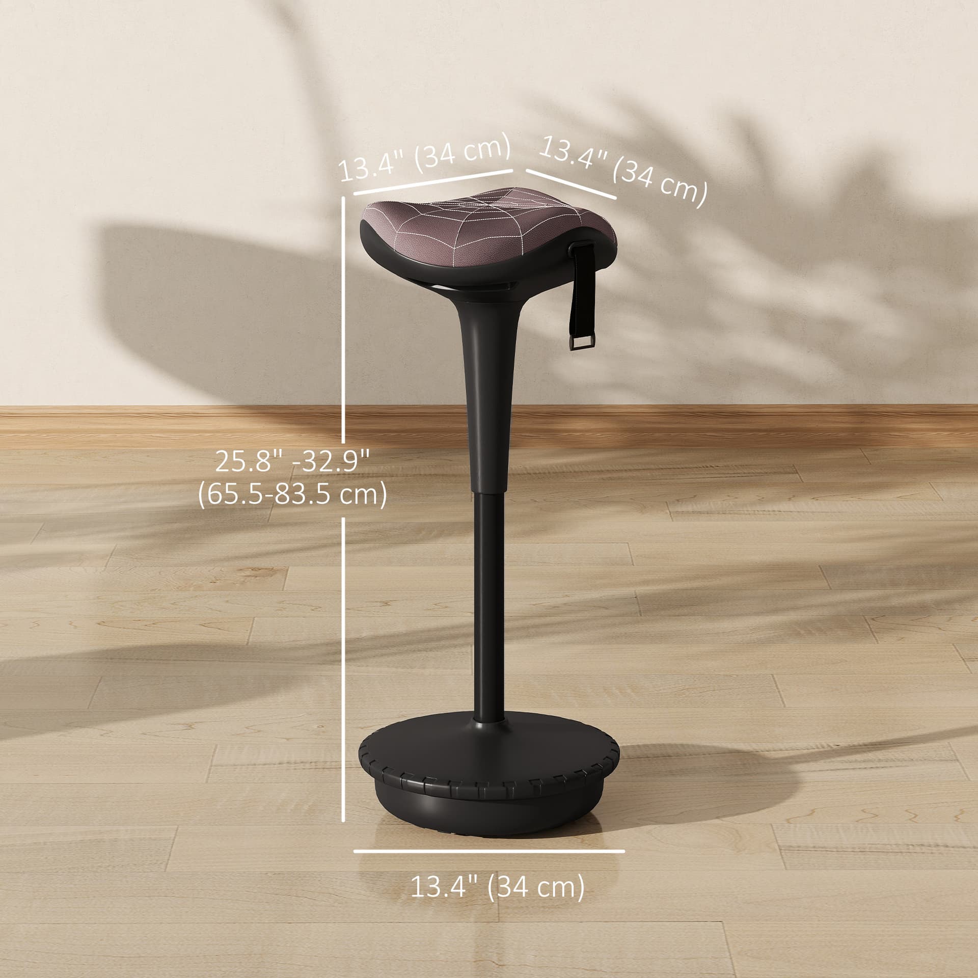 Backless Wobble Stool Chair, Standing Desk Chair, Adjustable Learning Stool for Office Desks, with Rocking Motion, Brown