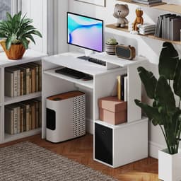 Computer Desk with Sliding Keyboard Tray Storage Drawer Shelf Home Office Workstation White