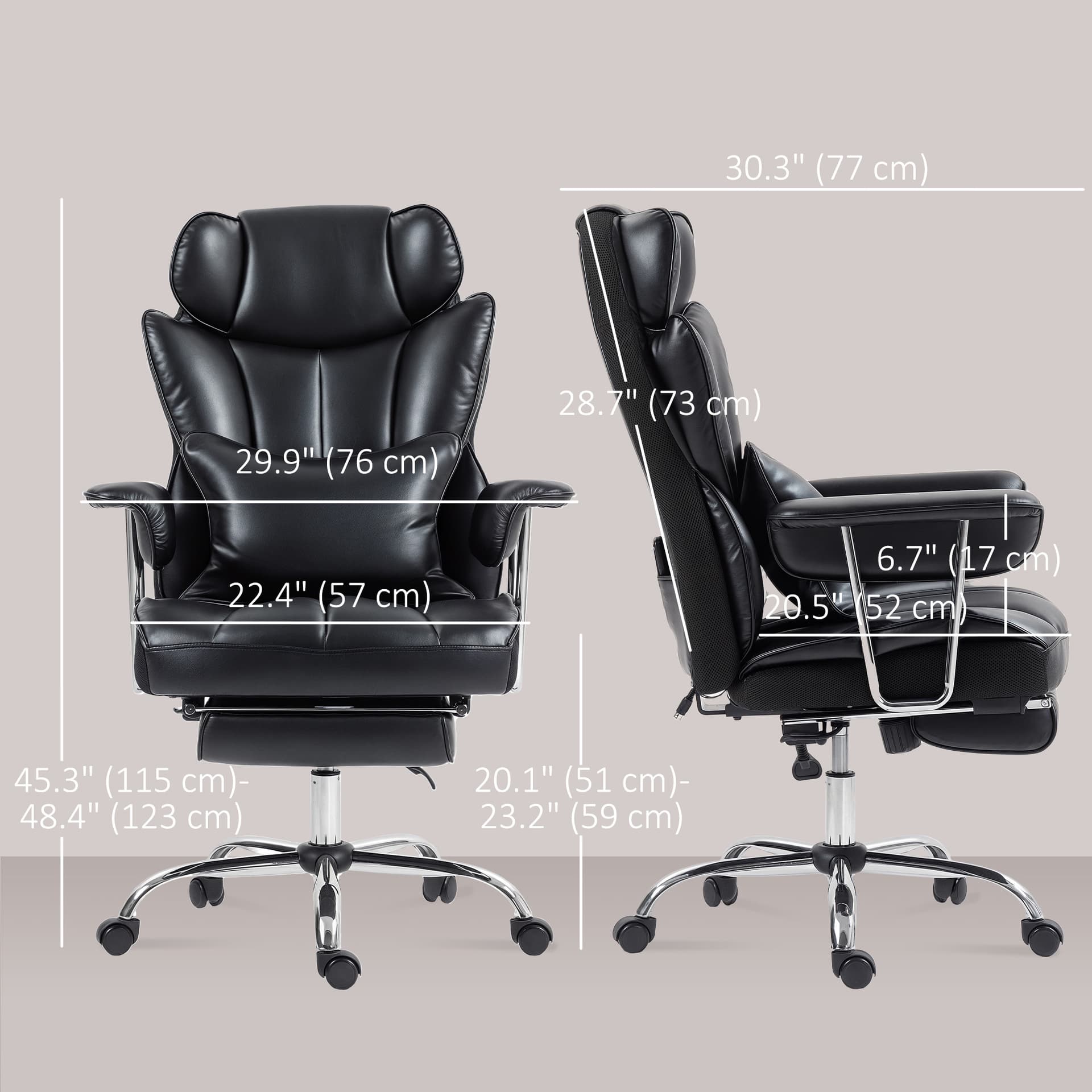 400LBS Massage Office Chair, Executive Office Chair with 6-Point Vibration, Footrest and Lumbar Support, Black - Massage Chairs - Office Furniture