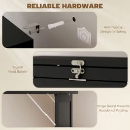 Fold-out Convertible Office Desk, Wall Mount Computer Desk with Blackboard and Side Shelf, Black