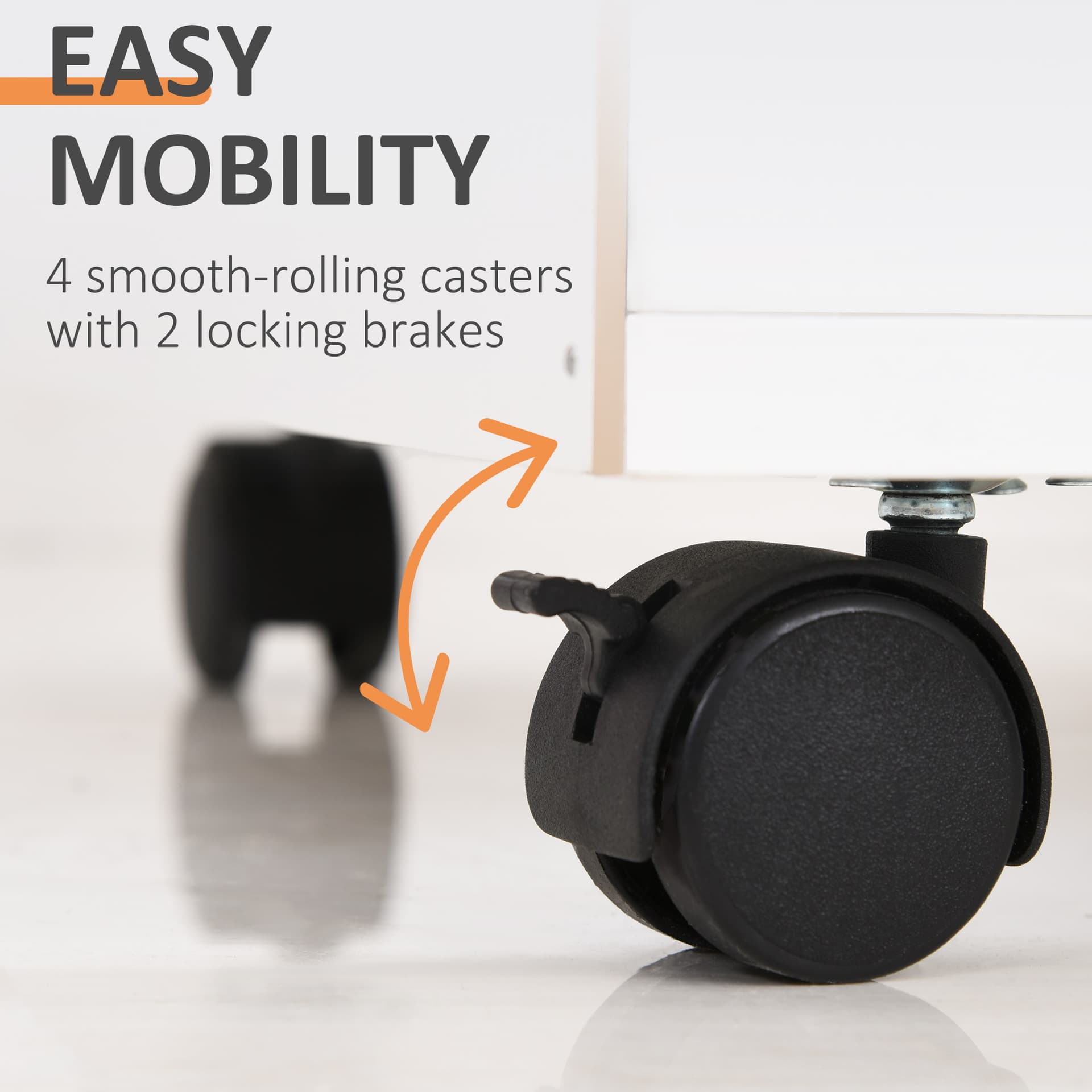 24" Vertical Filing Cabinet with Lockable Drawer, Mobile File Cabinet with 2 Keys, Wheels for Home Office, White