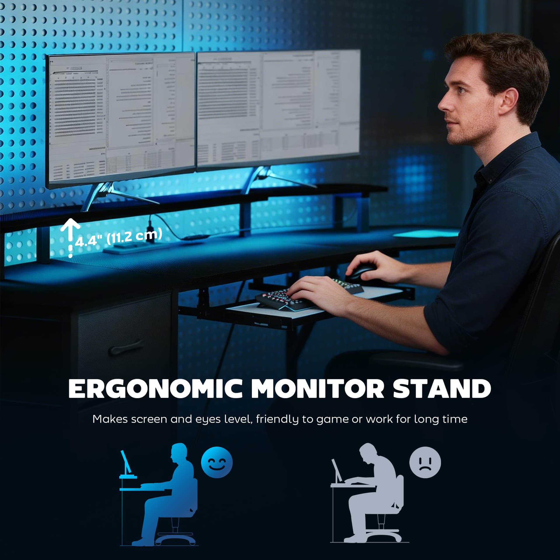 79 inch Gaming Desk with RGB Lights, Computer Table with Power Outlets & USB Ports, Keyboard Tray and 2 Drawers, Black