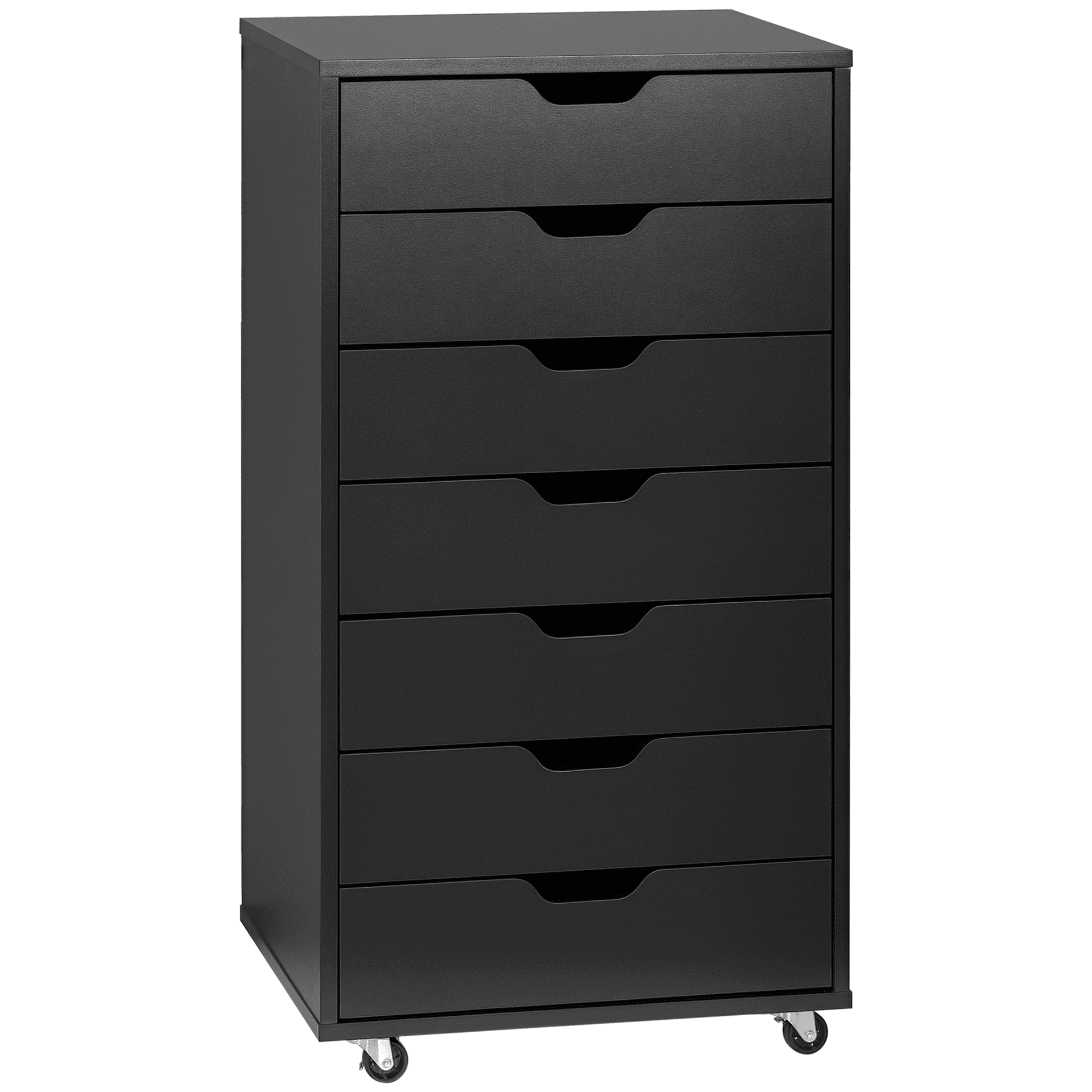 7-drawer Vertical File Cabinet for Home Office, Storage Cabinet with Wheels, 18.7"x15.6"x35.4", Black - Filing Cabinets - Office Furniture