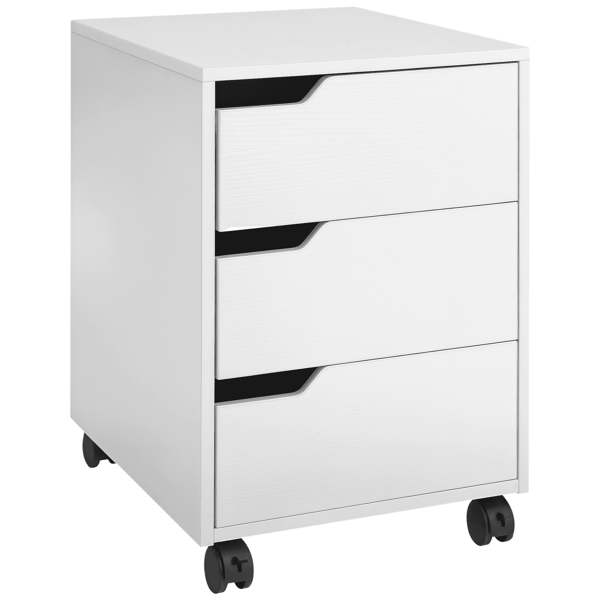 3 Drawer File Cabinet, Mobile Vertical Filing Cabinet with Wheels, Printer Stand with Storage for Home Office, White - Filing Cabinets - Office Furniture
