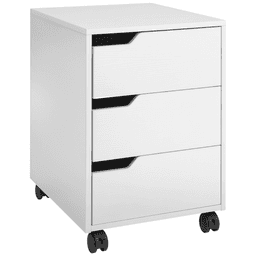 3 Drawer File Cabinet, Mobile Vertical Filing Cabinet with Wheels, Printer Stand with Storage for Home Office, White - Filing Cabinets - Office Furniture