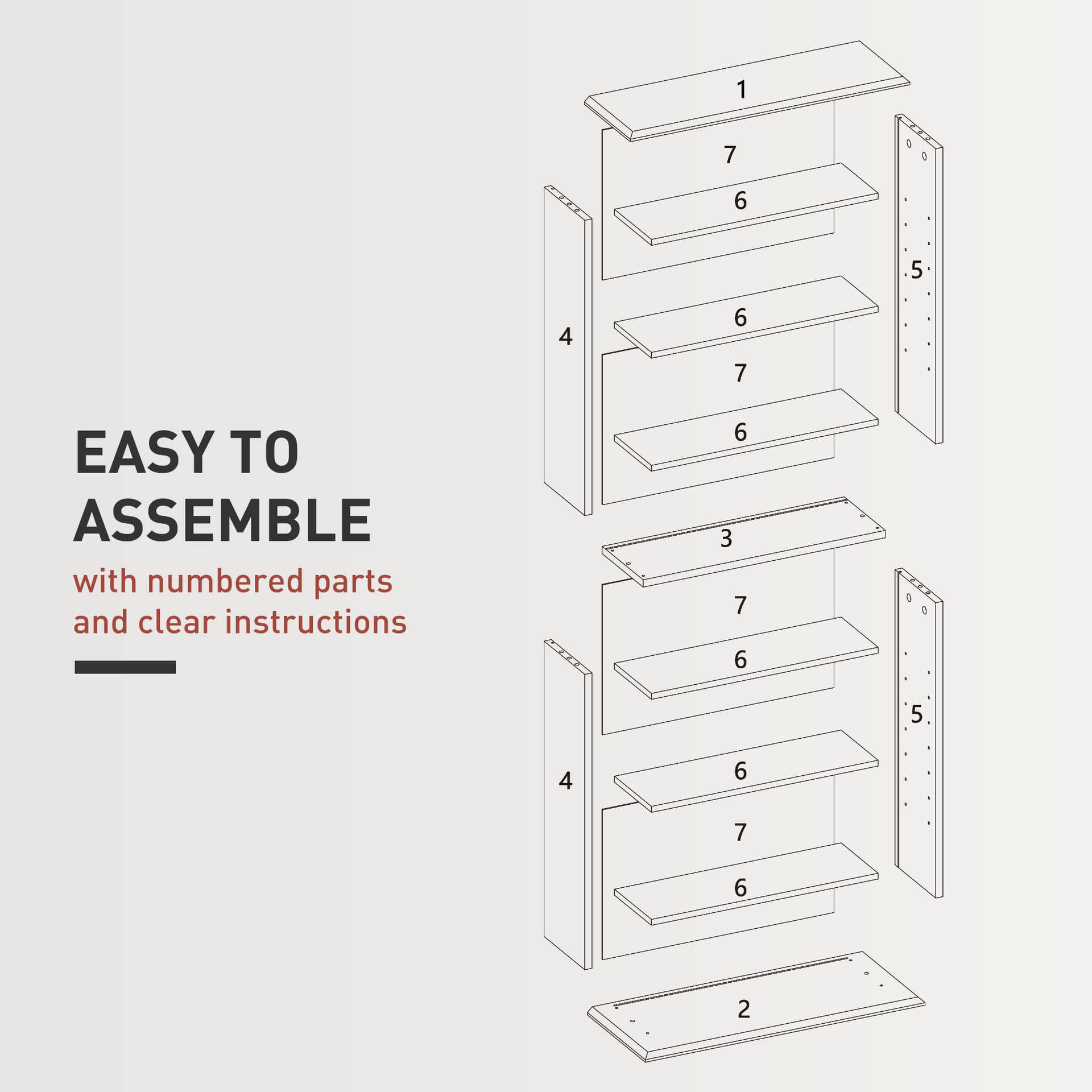 8-Tier DVD Shelf with 6 Adjustable Shelves, Slim CD Shelf, Holds 360 CDs, 185 DVDs or 185 Blu-rays, Black