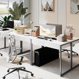 High Gloss Home Office Desk, 39" x 20" Computer Desk with 2 Drawers for Small Spaces, White and Grey