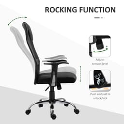 Ergonomic Office Chair with Thick Padded Headrest, Mesh Computer Desk Chair with Tilt Function, Armrest, Black