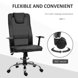 Ergonomic Office Chair with Thick Padded Headrest, Mesh Computer Desk Chair with Tilt Function, Armrest, Black