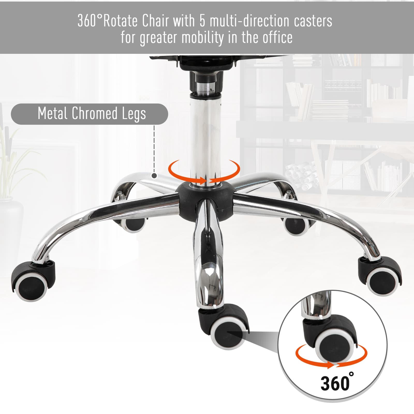 Office Chair, Comfortable Computer Desk Chair with Padded Seat and Adjustable Height, Tufted Back, Grey