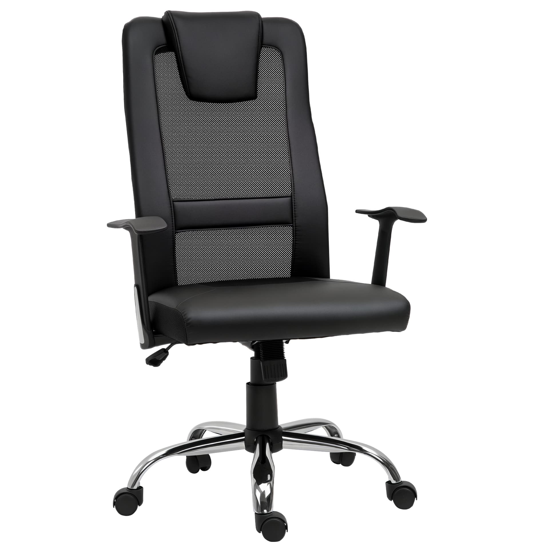 Ergonomic Office Chair with Thick Padded Headrest, Mesh Computer Desk Chair with Tilt Function, Armrest, Black - Office Chairs - Office Furniture