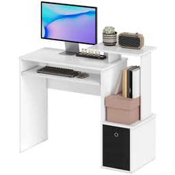 Computer Desk with Sliding Keyboard Tray Storage Drawer Shelf Home Office Workstation White - Computer Desks - Office Furniture
