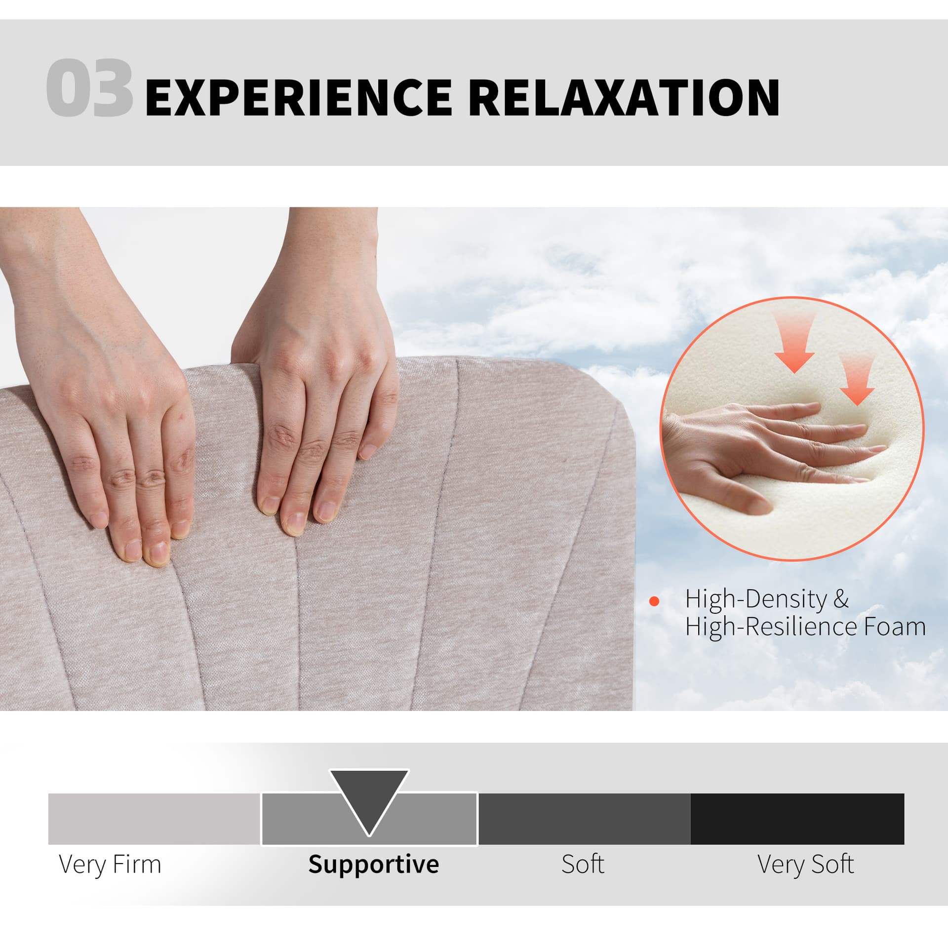 Criss Cross Chair with Wheels, Wide Office Chair with No Arms, Adjustable Height, Tilting, Beige