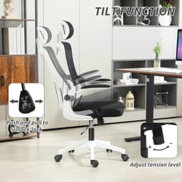 Ergonomic Office Chair with Auto-Adaptive Lumbar Support, High Back Desk Chair with Adjustable Headrest & Height, Rotatable Arm, Rocking Function, Grey
