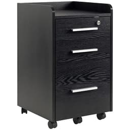 3 Drawer File Cabinet with Lock and Edged Top, Lockable Filing Cabinet on Wheels for Letter and A4 Size, Black - Filing Cabinets - Office Furniture