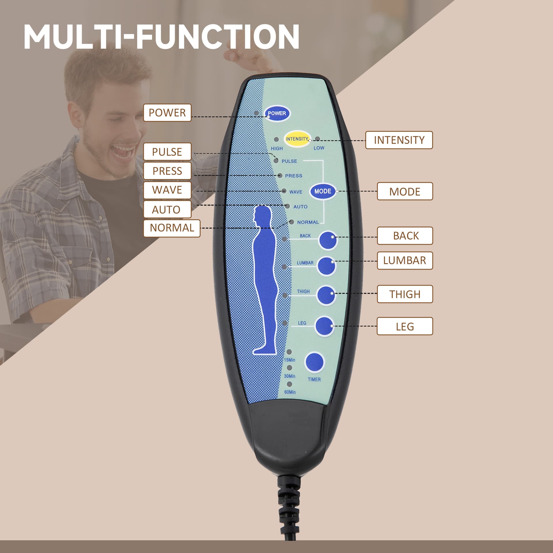 Office Chair 6-point Vibration Massage Chair Micro Fiber Recliner with Retractable Footrest Grey