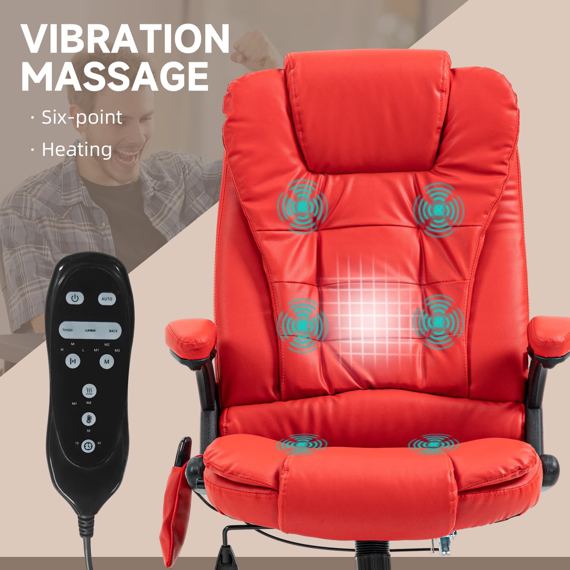 Adjustable Heated Ergonomic Massage Office Chair Swivel Vibrating High Back Faux Leather Executive Chair