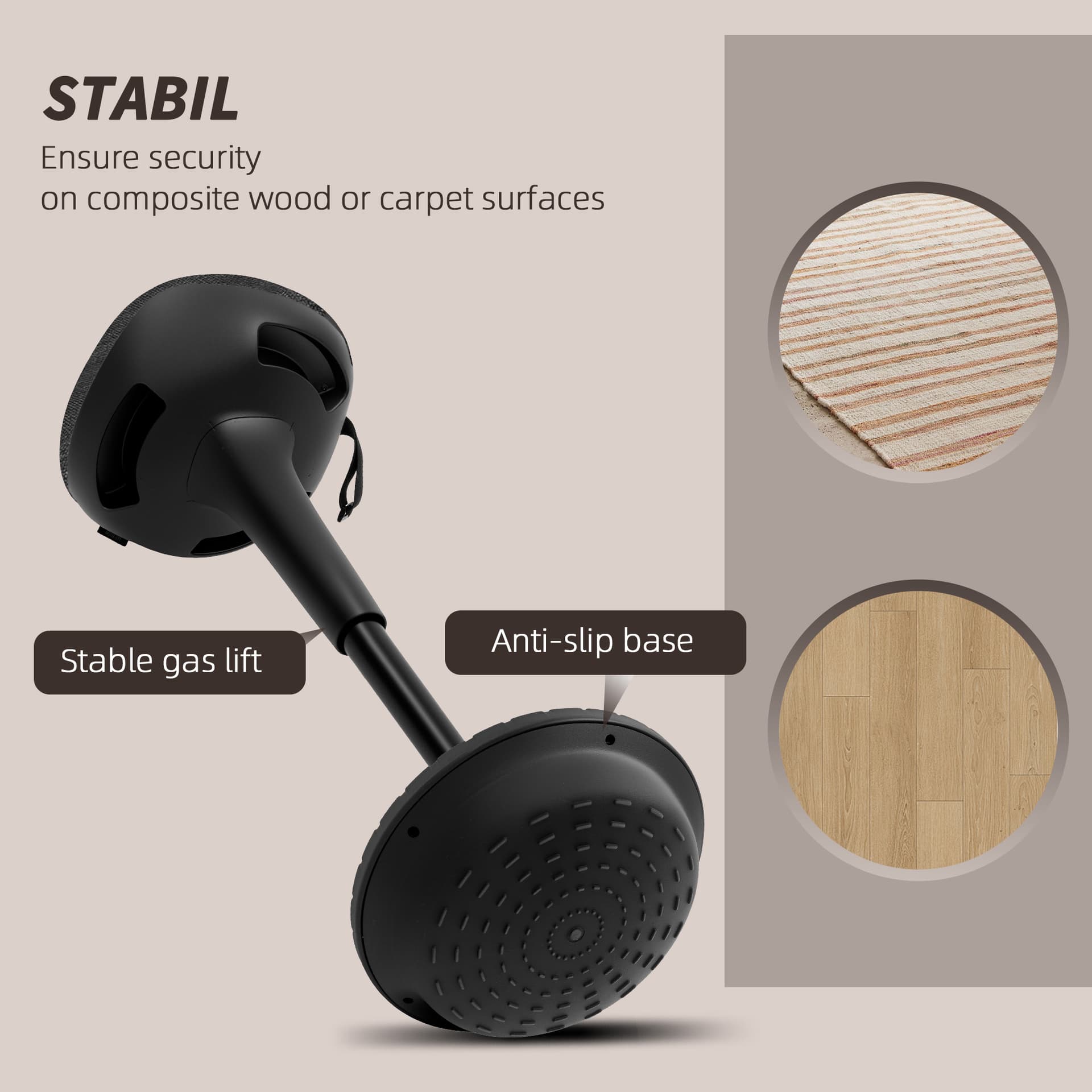 Swivel Standing Desk Chair, Adjustable Active Ergonomic Standing Stool, Backless Wobble Stool Chair, Black