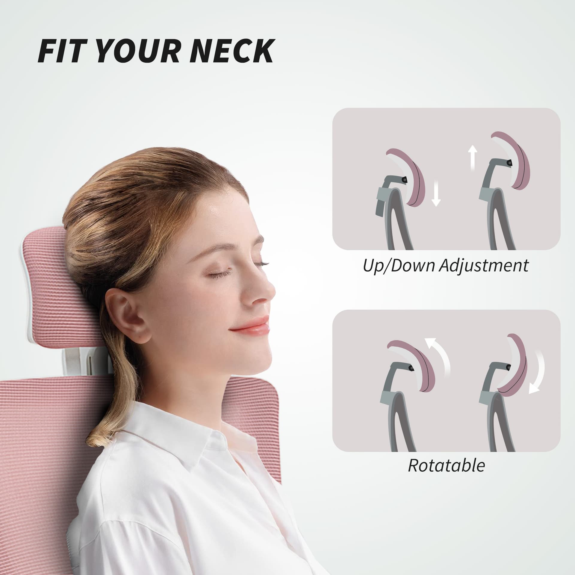 Ergonomic Office Chair, Swivel Desk Chair with Adjustable Lumbar Support, Headrest and Height, Flip-up Armrests, Pink