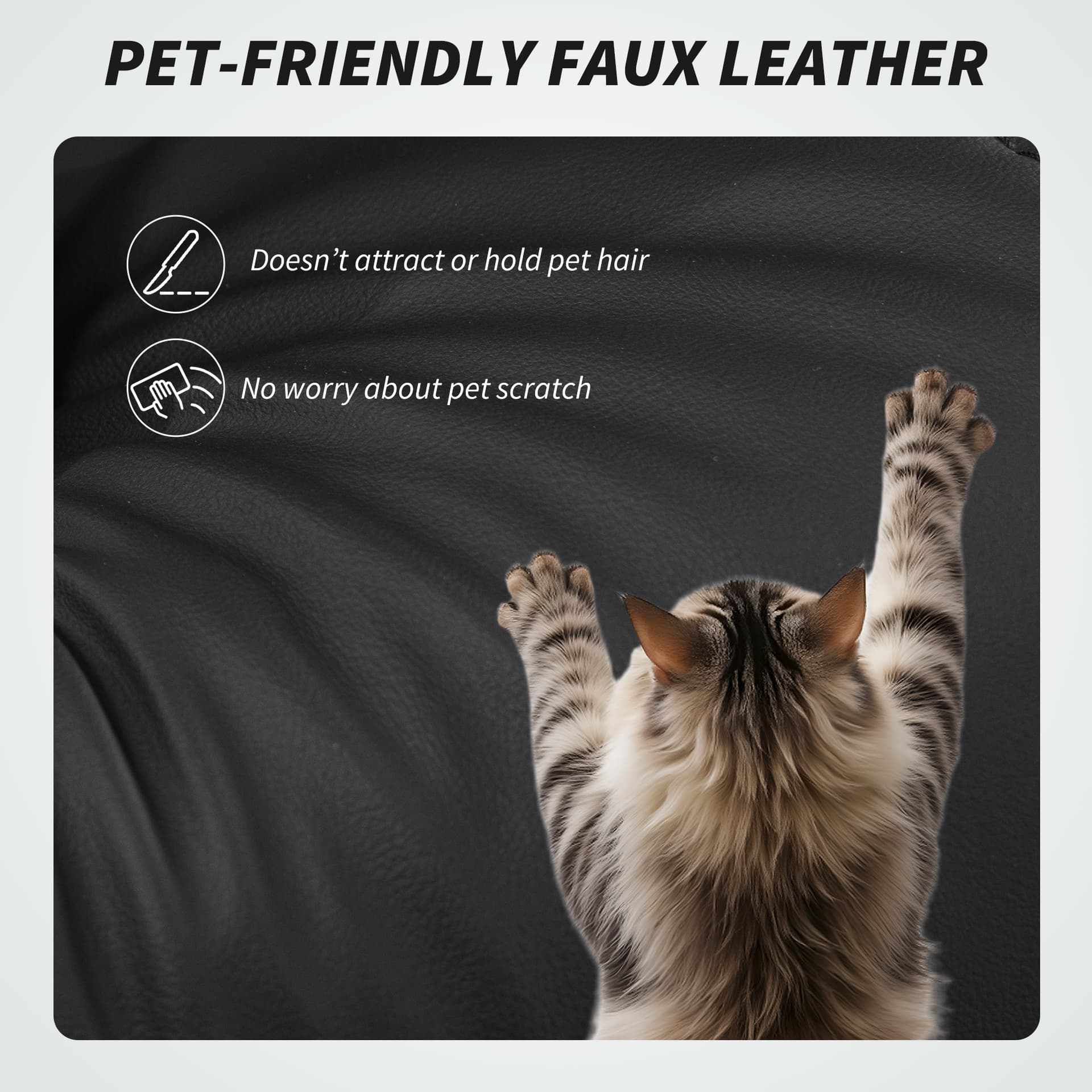 Office Chair with Massage, Pet-Friendly Faux Leather Reclining Desk Chair with Lumbar Support, Footrest, Black