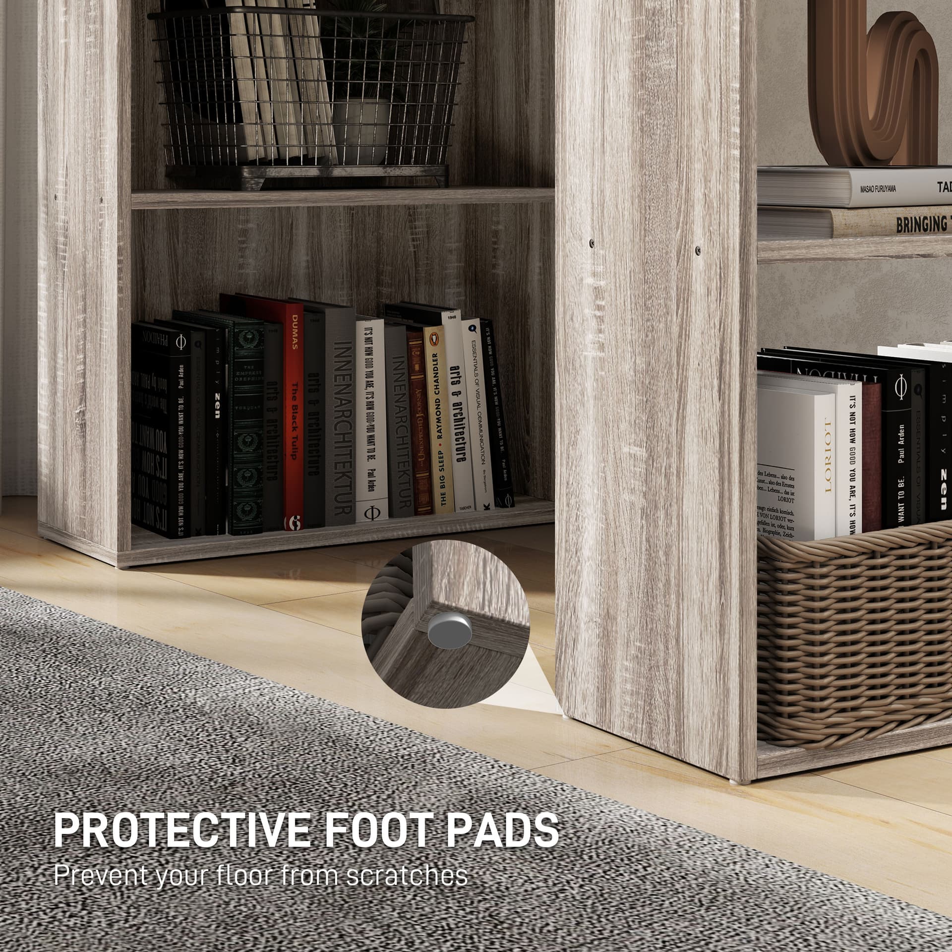 Computer Desk with Storage, PC Table with Bookshelf for Home Office, Study Room, Oak