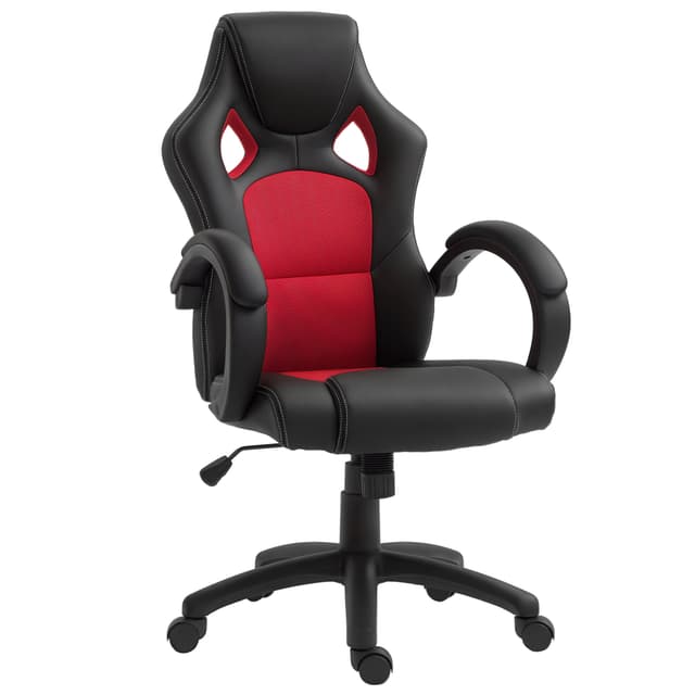 Racing Gaming Chair Office Chair Computer Desk Gamer Chair with Swivel Wheels, Padded Headrest, Tilt Function, Red