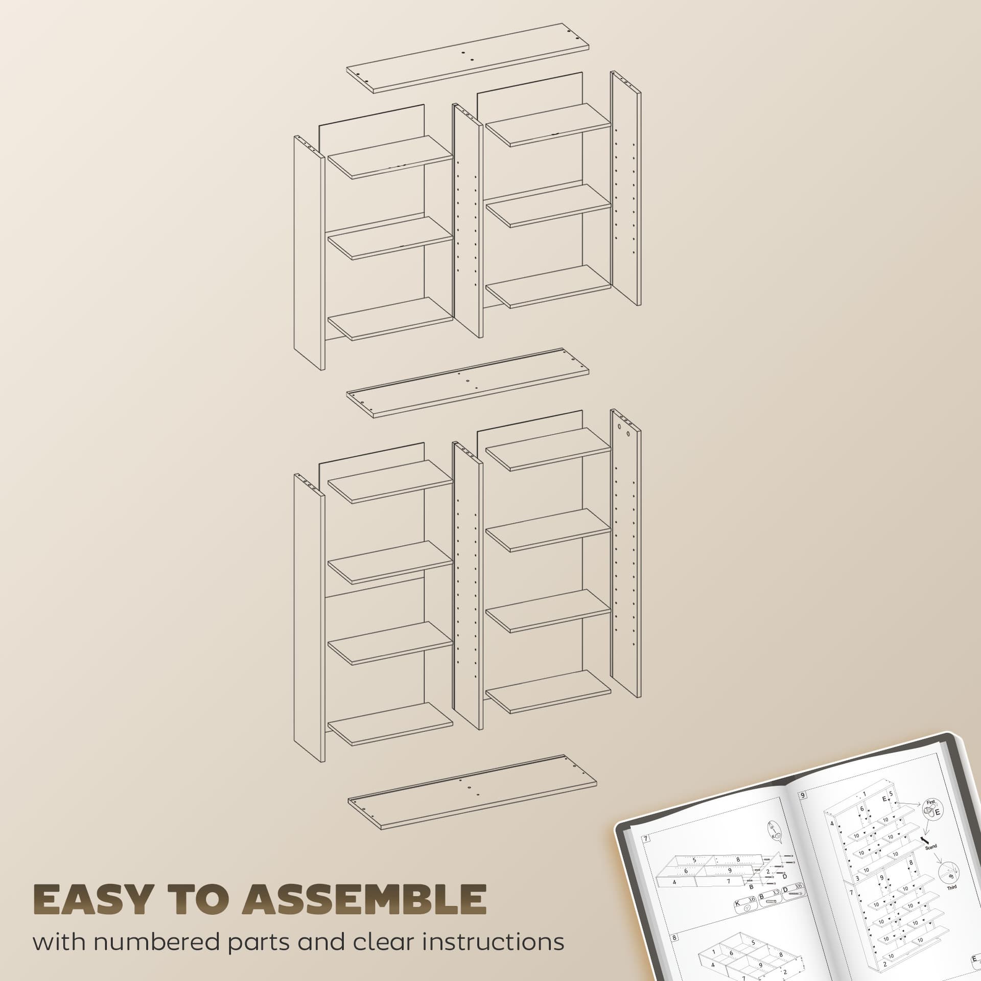 9-Tier DVD Shelf with 18 Compartments and 14 Adjustable Shelves, Holds 640 CDs, 360 DVDs or 430 Blu-rays, White