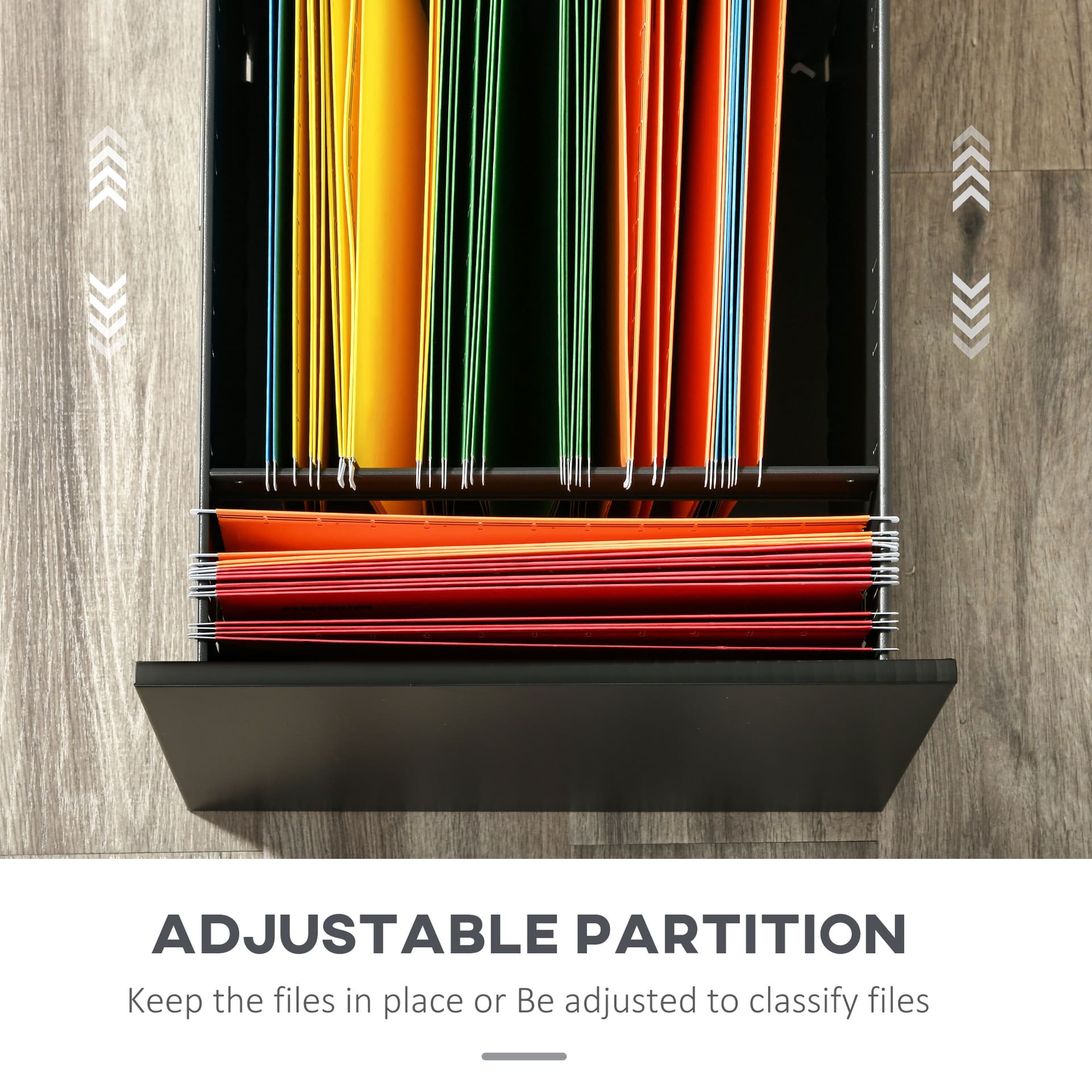 File Cabinet, Vertical Filing Cabinet with Adjustable Partition for A4 Letter Size, Lockable for Office, Black