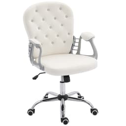 Office Chair, Computer Desk Chair with Adjustable Height and Tufted Back, Cream White - Office Chairs - Office Furniture