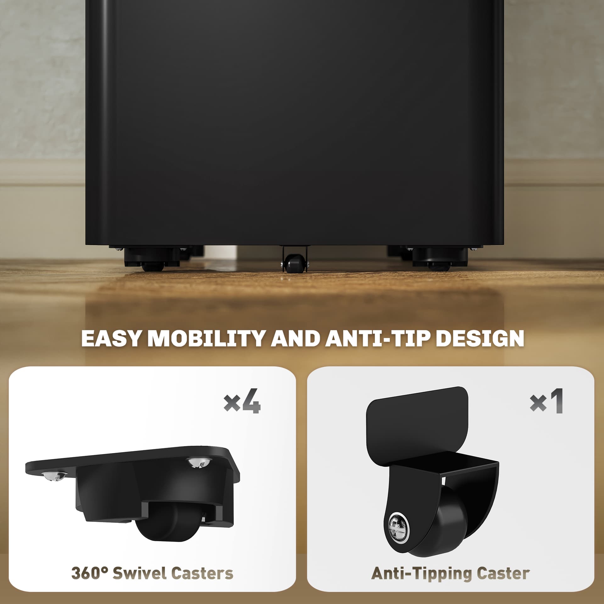 3 Drawer Filing Cabinet, Lockable Steel Office Storage Cabinet with Hanging Bar for Letter, A4, Legal Files, Black