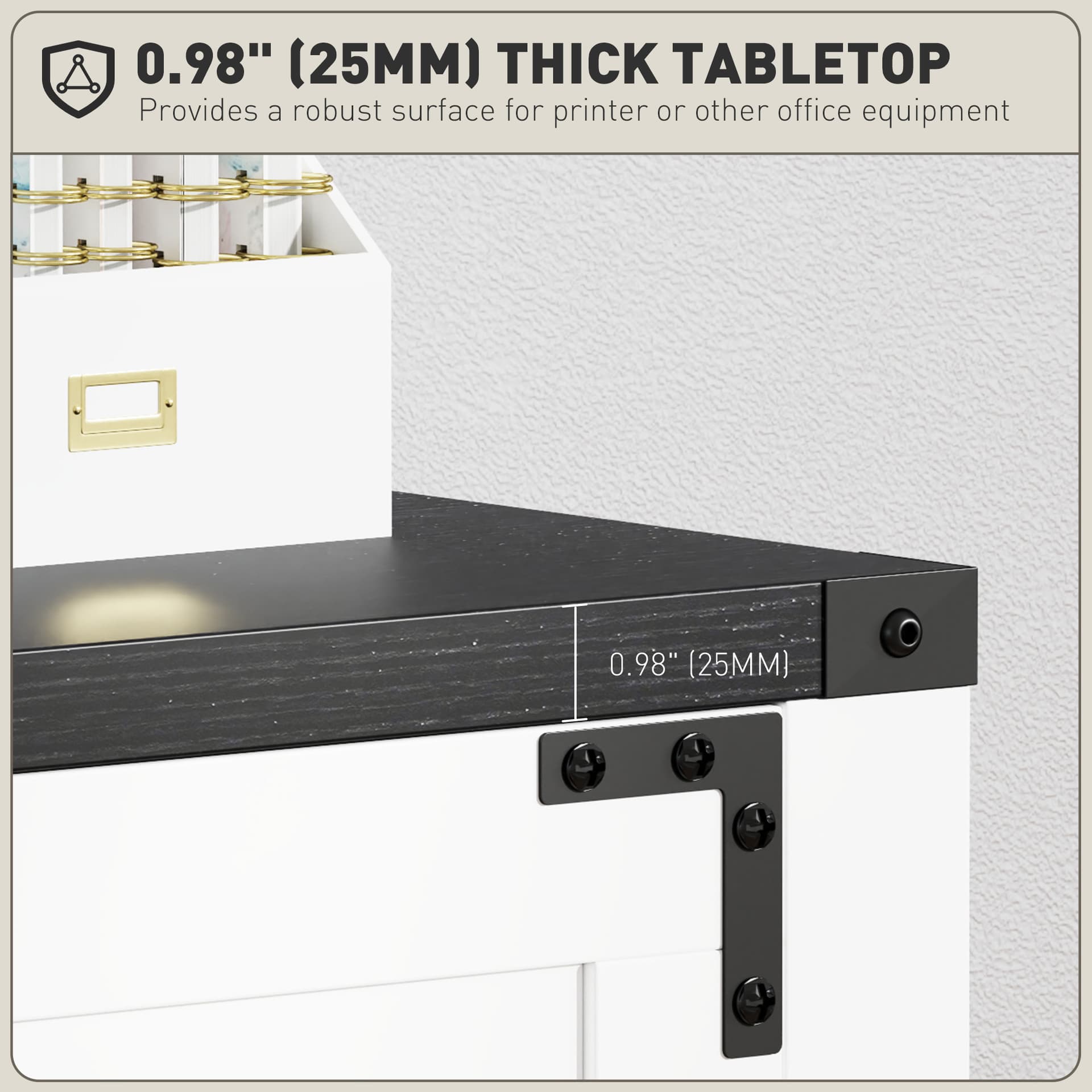 2 Drawer Filing Cabinet, Farmhouse Office Storage Cabinet with Adjustable Hanging Bars for Letter, A4, Legal Size, White