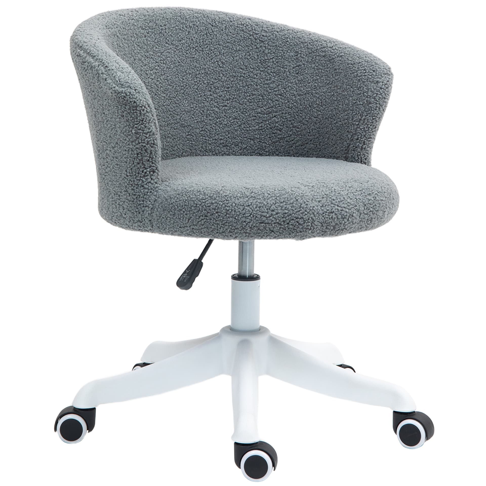 Armless Office Chair, Fluffy Computer Desk Chair with Adjustable Height, Swivel Wheels, Mid Back, Grey - Office Chairs - Office Furniture