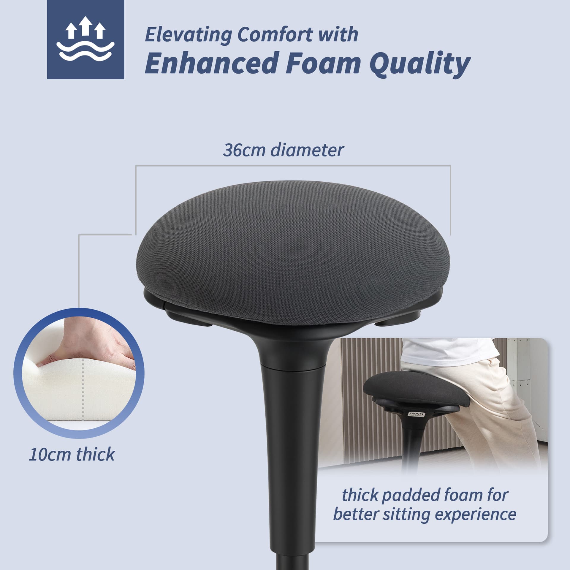 Swivel Standing Desk Chair, Backless Wobble Stool Chair, Adjustable Active Ergonomic Standing Stool with Rocking Motion