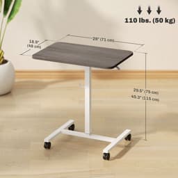 Height Adjustable Standing Desk, Pneumatic Sit Stand Desk with Wheels and Headphone Hook for Home Office, Grey