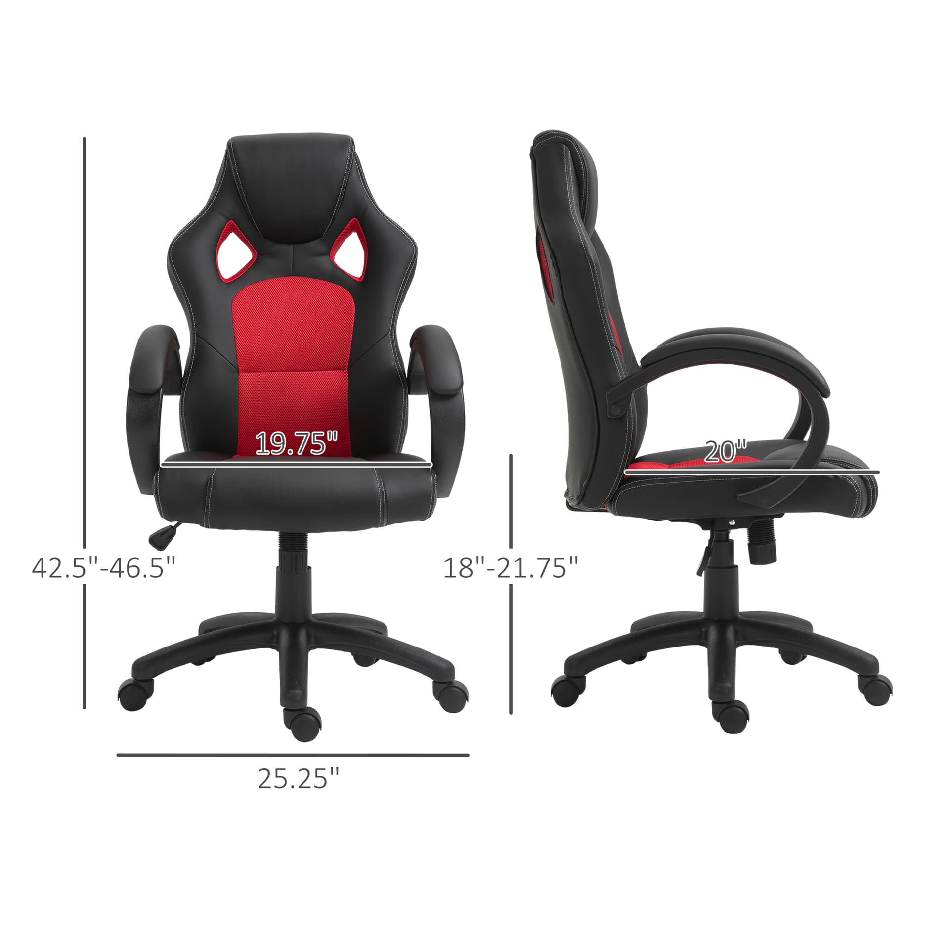 Racing Gaming Chair Office Chair Computer Desk Gamer Chair with Swivel Wheels, Padded Headrest, Tilt Function, Red