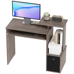 Computer Desk with Sliding Keyboard Tray Storage Drawer Shelf Home Office Workstation Grey - Computer Desks - Office Furniture