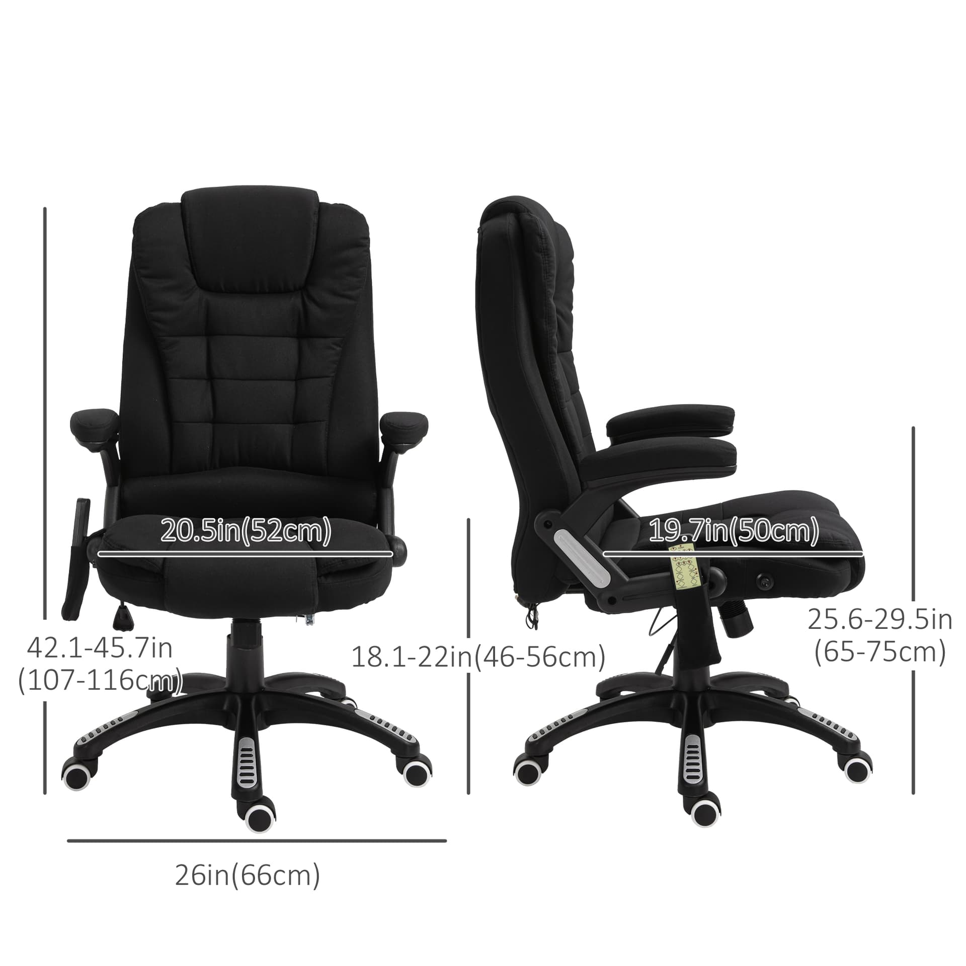 Ergonomic Office Chair Large Leather Massage Executive High Back Reclining Swivel Wheels Black